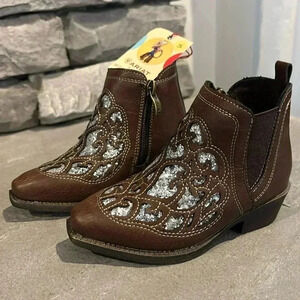 Ariat Lil Stompers Amy Western/cowgirl glitzy ankle boots,side zipper